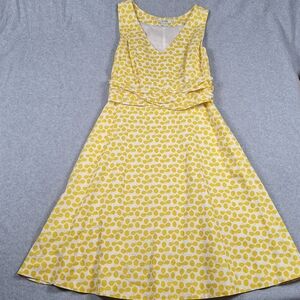 Boden Yellow Patterned Midi Dress